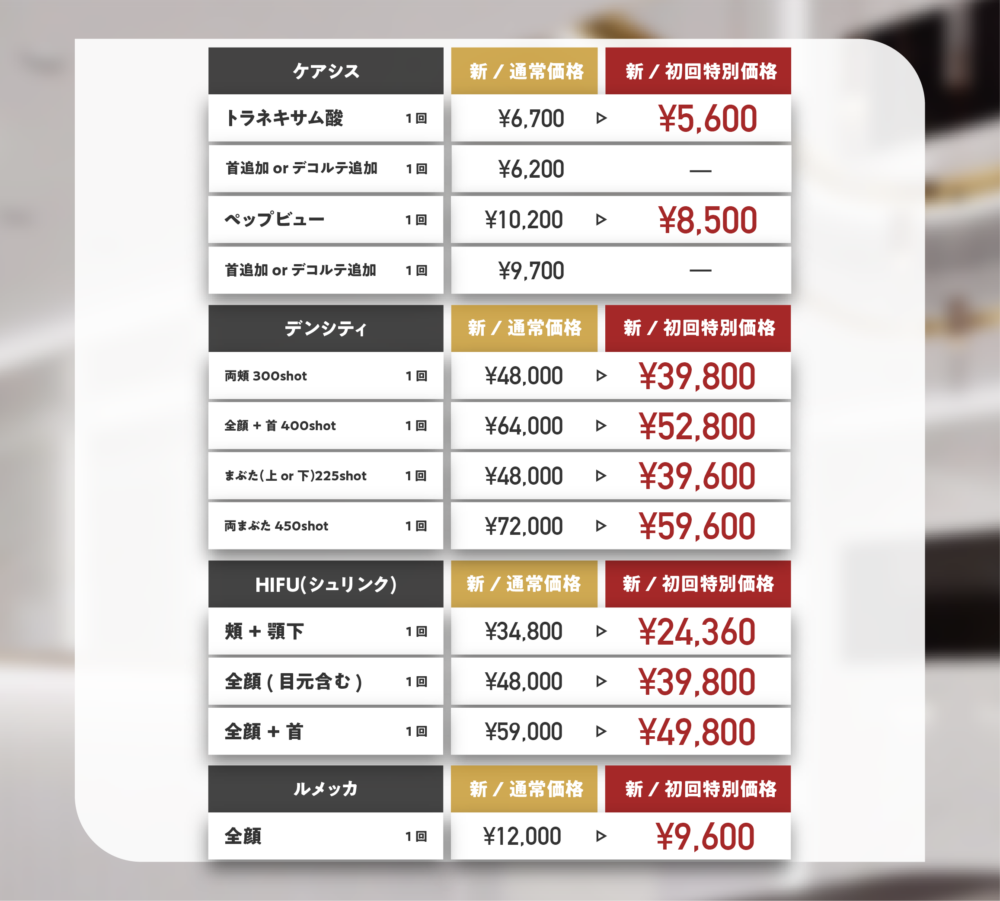 皮膚科価格改定のお知らせ 2